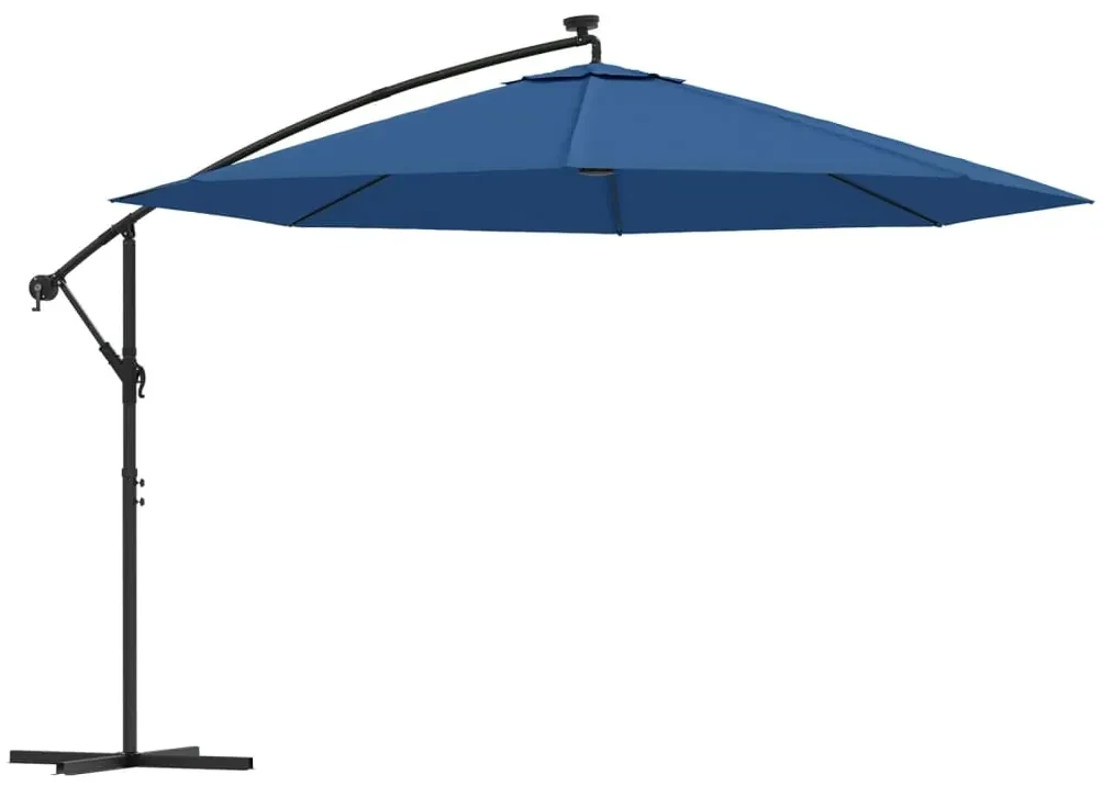 vidaXL Zweefparasol met LED-verlichting 350 cm azuurblauw