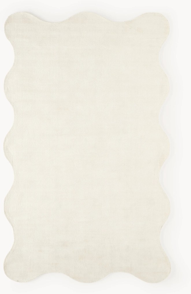 Handgeweven viscose vloerkleed Wavy met golvende rand