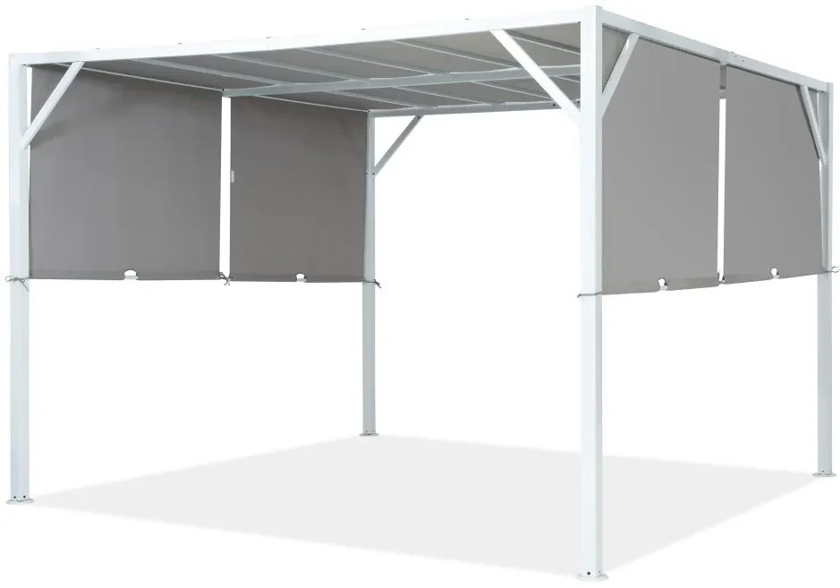 Metalowa pergola tarasowa Santorini 3 x 3 m biało-antracytowa Garden Point