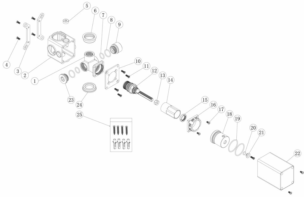 Mueller Round stopkraan compleet mat zwart