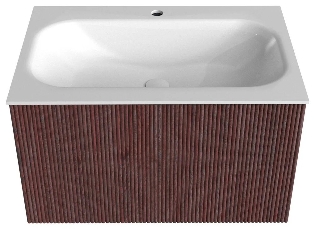 Mondiaz Kurve 70cm badmeubel ruby met 1 lade en wastafel big small midden 1 kraangat