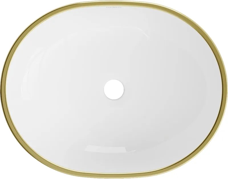 Mexen Viki opbouw wastafel 48 x 35 cm, wit/gouden rand - 21054805