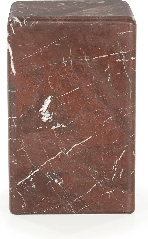 Bijzettafel Rood Marmer Vierkant - 30 X 30cm.