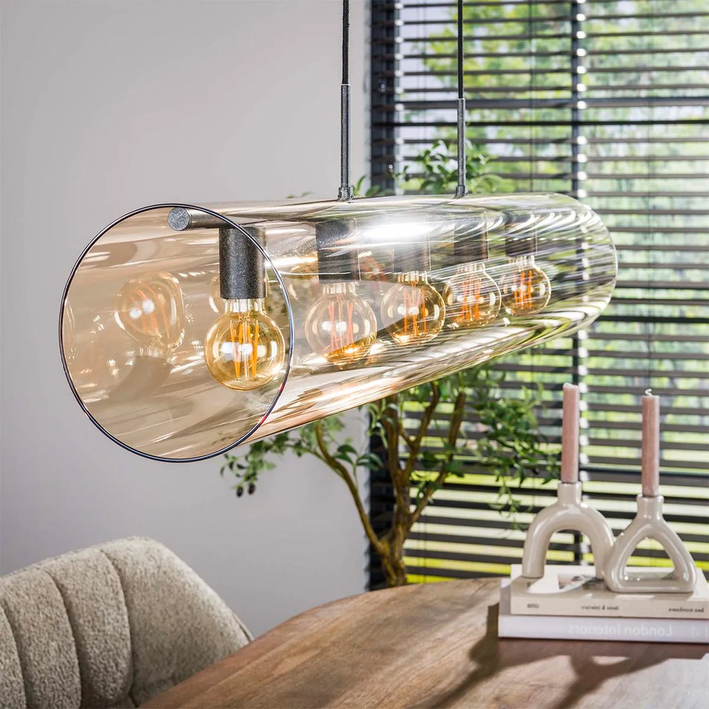 Glazen Buis Hanglamp Amberglas