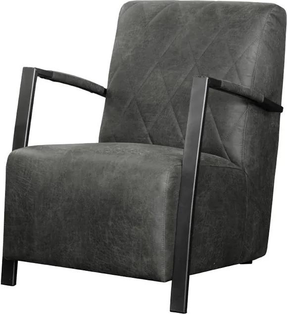 Industriële fauteuil Viking | leer Colorado grijs 02 | 66 cm breed