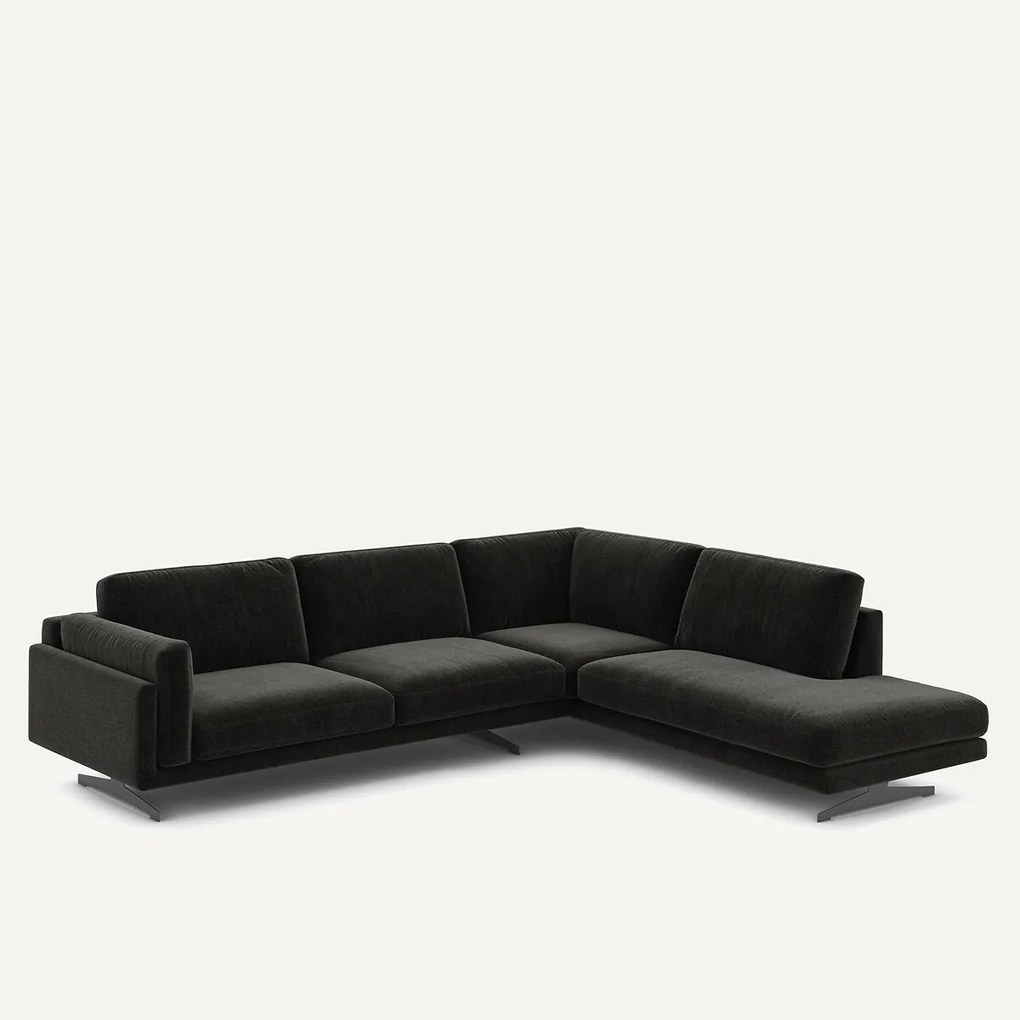 Chenille fluwelen hoekbank met longchair, César