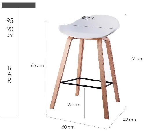 House of Rebels Barkruk - Romeo - 65 cm - Wit - Hout - Set van 2 - House of Rebels