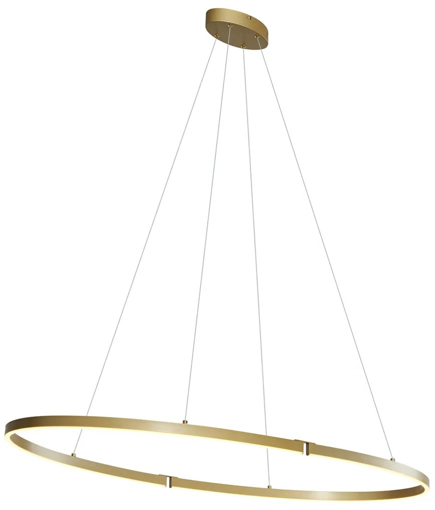 Eettafel / Eetkamer Design hanglamp messing 120cm incl. LED 3-staps dimbaar - Ovallo Design Binnenverlichting Lamp