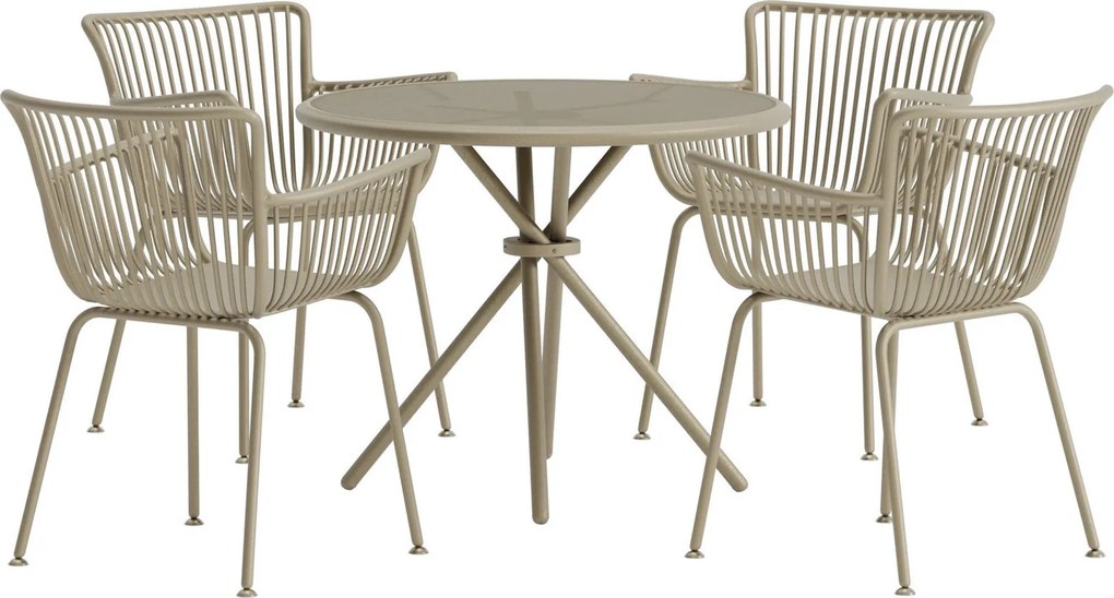 Garden Interiors Sifnos Round Dining Set 5 pcs - Beige / Beige