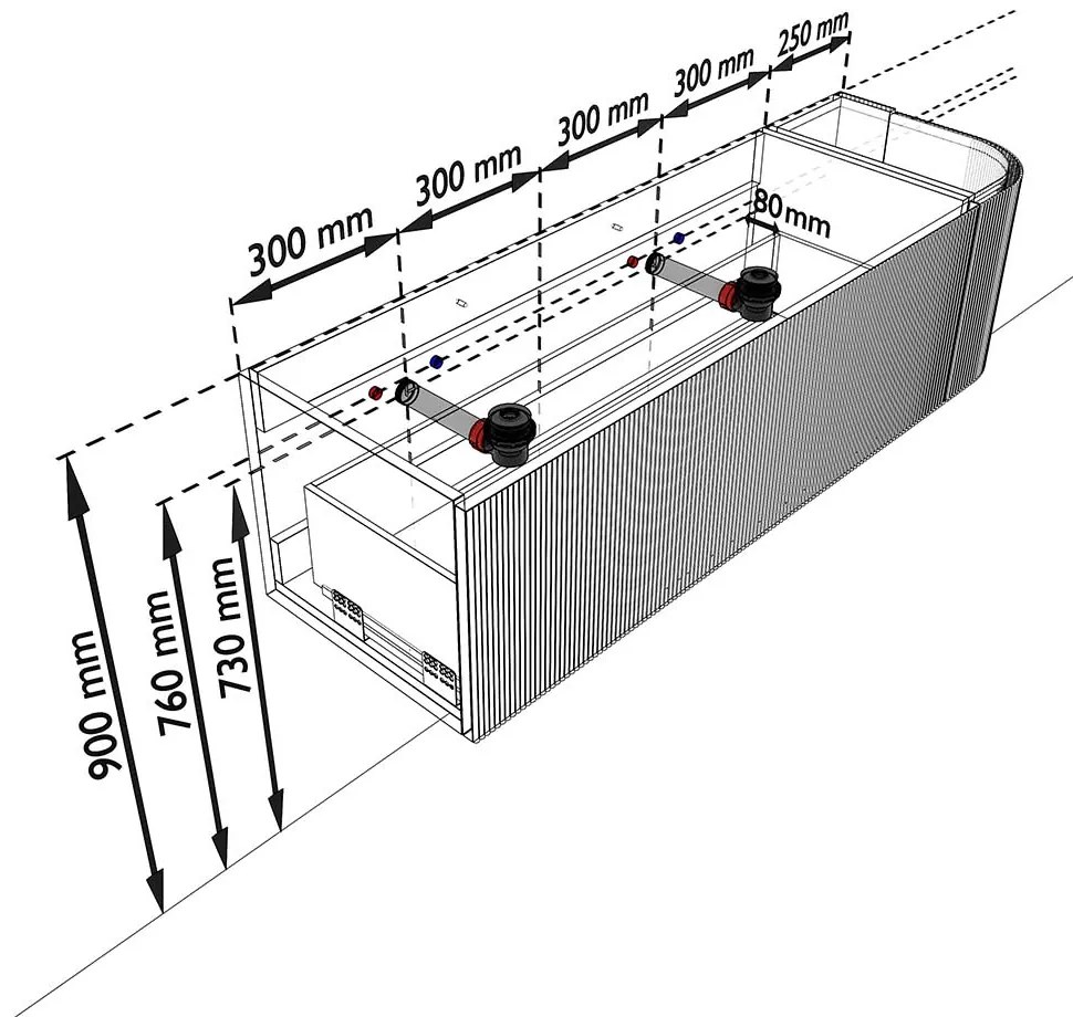 Mondiaz Kurve-dlux 145cm badmeubel ronding rechts dusk met 1 lade en deur en wastafel leaf dubbel/links 2 kraangaten opalo