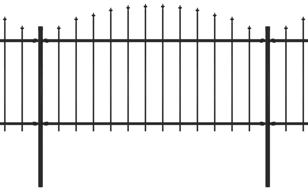 vidaXL Tuinhek met speren bovenkant (1,25-1,5)x8,5 m staal zwart