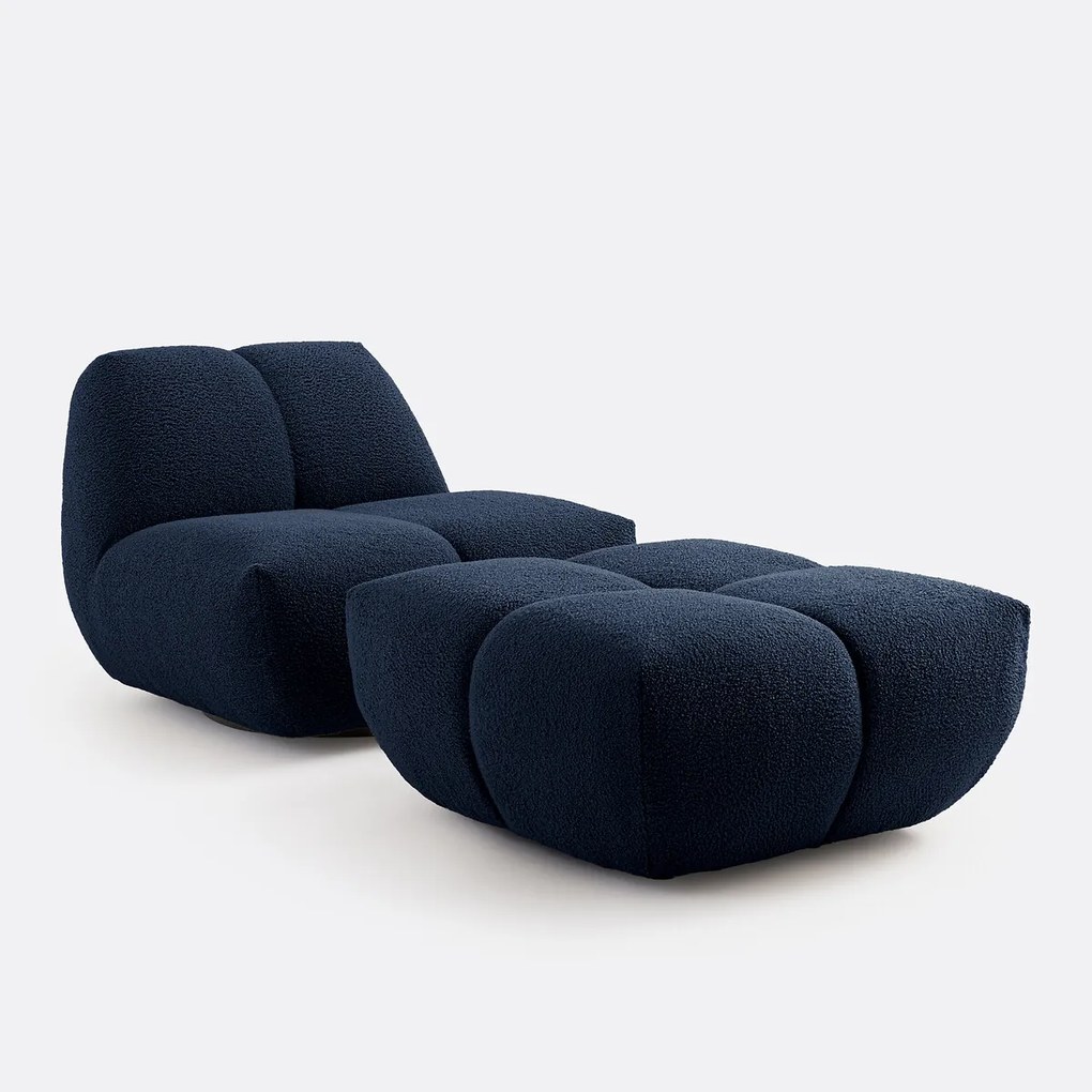 Poef, dikke bouclé stof, L83 cm, Nuria