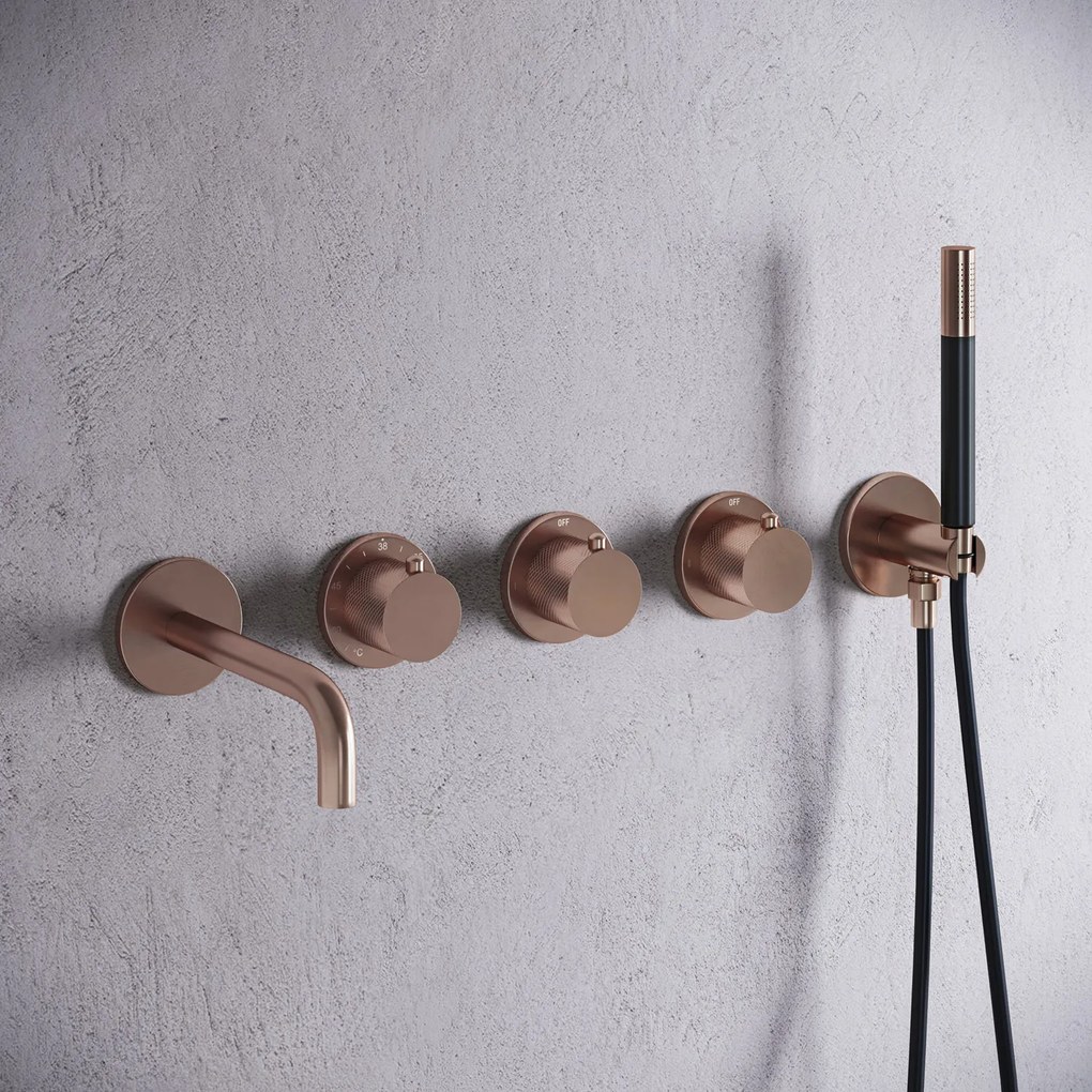 Saniclear Plus Curved Pro inbouw badkraan met 20cm uitloop geborsteld koper