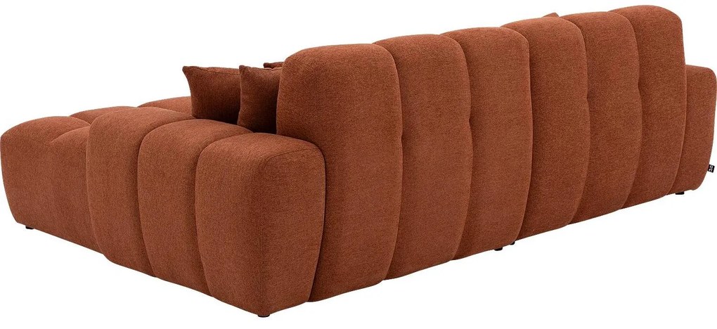 Goossens Excellent Bank Kubus bruin, stof, 1,5-zits, modern design met chaise longue rechts