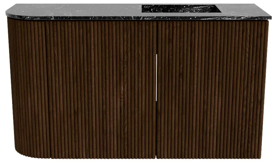 Mondiaz Joya DLux 70cm toiletmeubel ronding links walnut met wastafel faye rechts 1 kraangat lava