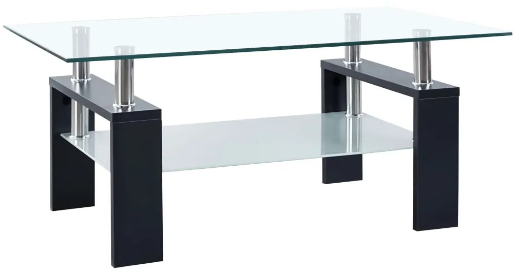 vidaXL Salontafel 95x55x40 cm gehard glas transparant en zwart