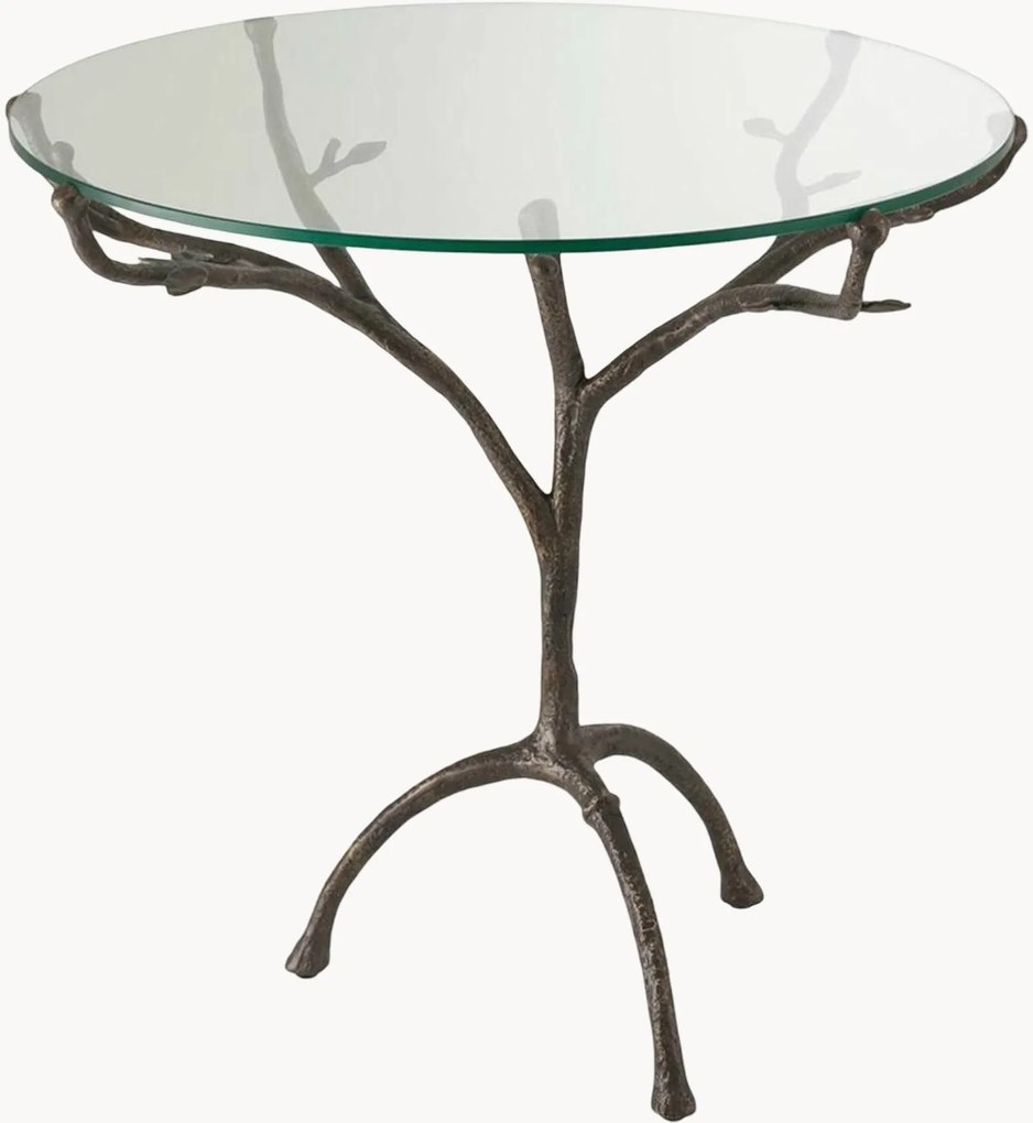 Ronde eettafel Christophe met glazen tafelblad, Ø 80 cm