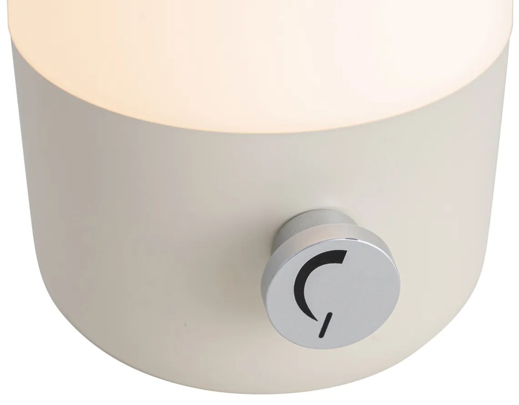 Buiten tafellamp beige met wit incl. LED oplaadbaar IP44 - Haard