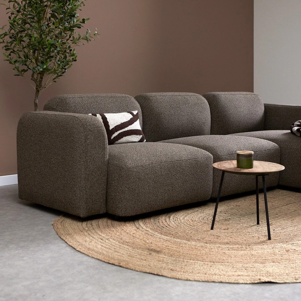 Bruine Hoekbank Chaise Longue Rechts