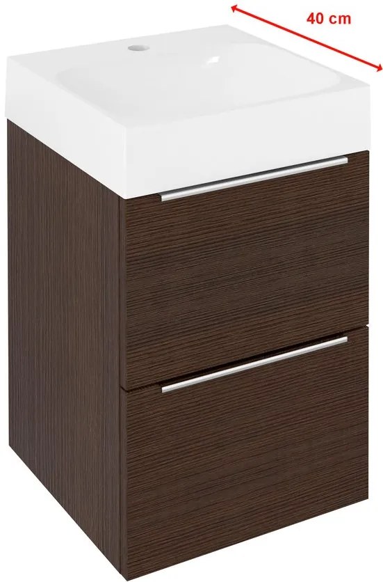 Sapho Emona Compact wastafelmeubel 55cm donkerbruin met witte wastafel