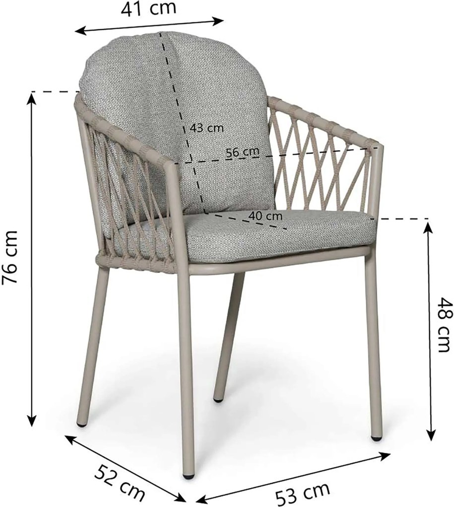 Tuinset 6 personen 150 cm Rope Zand/Beige Lifestyle Garden Furniture Morano/Arancia