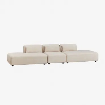 3-delige Modulaire Bank Met Dubbele Chaise Longue Fogler Linnen Fluweel Linnenbeige - Sklum