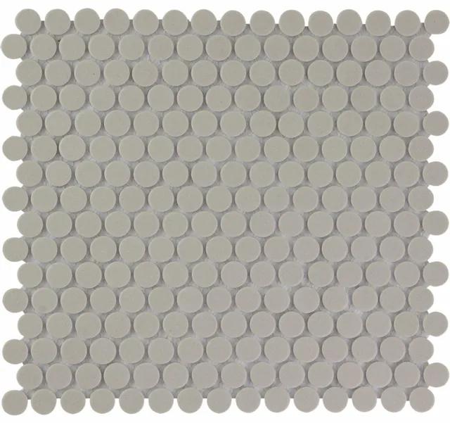 The Mosaic Factory London mozaïektegel - 31.5x29.4cm - wand en vloertegel - Rond - Porselein Grey Mat LOP2029