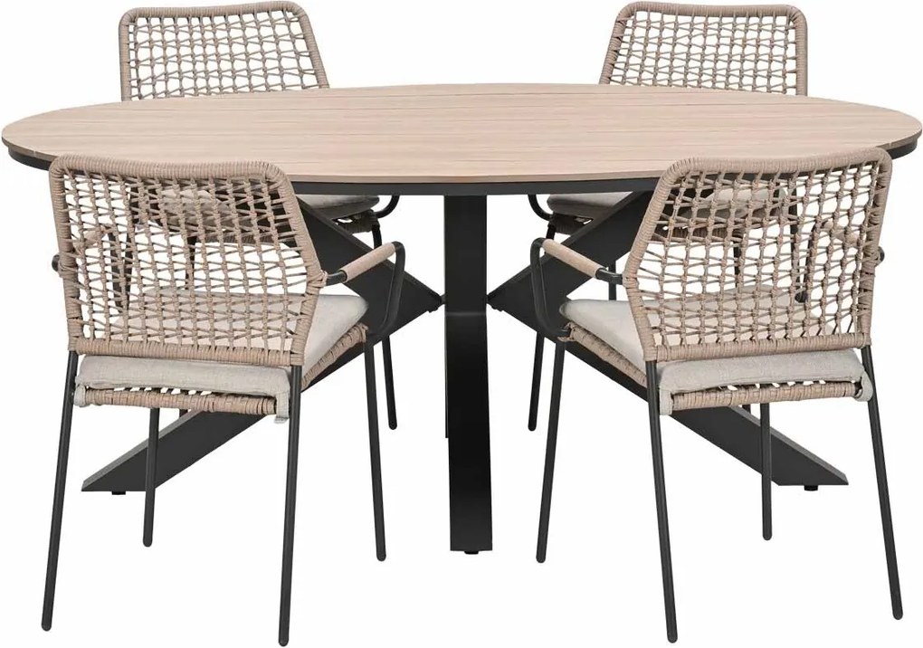 Garden Impressions Natas tuinset sand 5-delig - Tulli tuintafel 180x115 cm