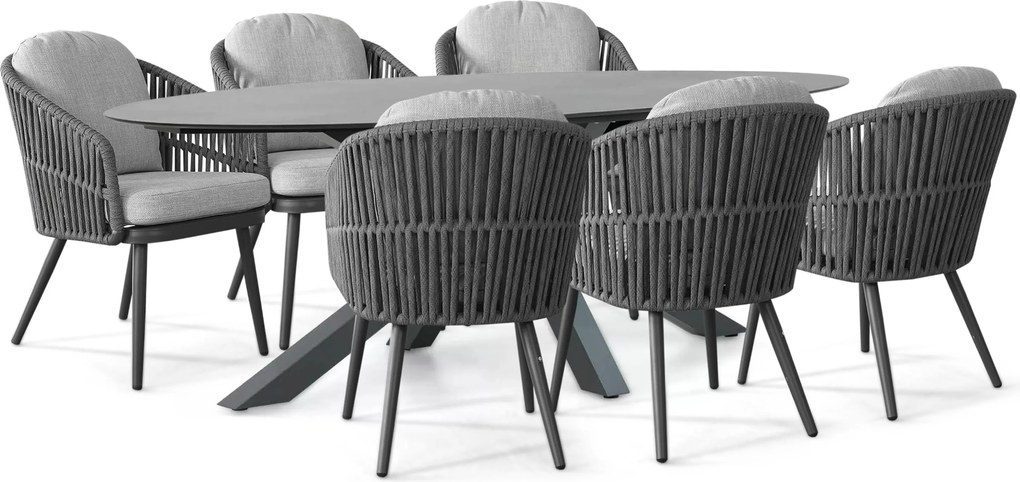 Tuinset 6 personen 240 cm Rope Grijs Santika Furniture Santika