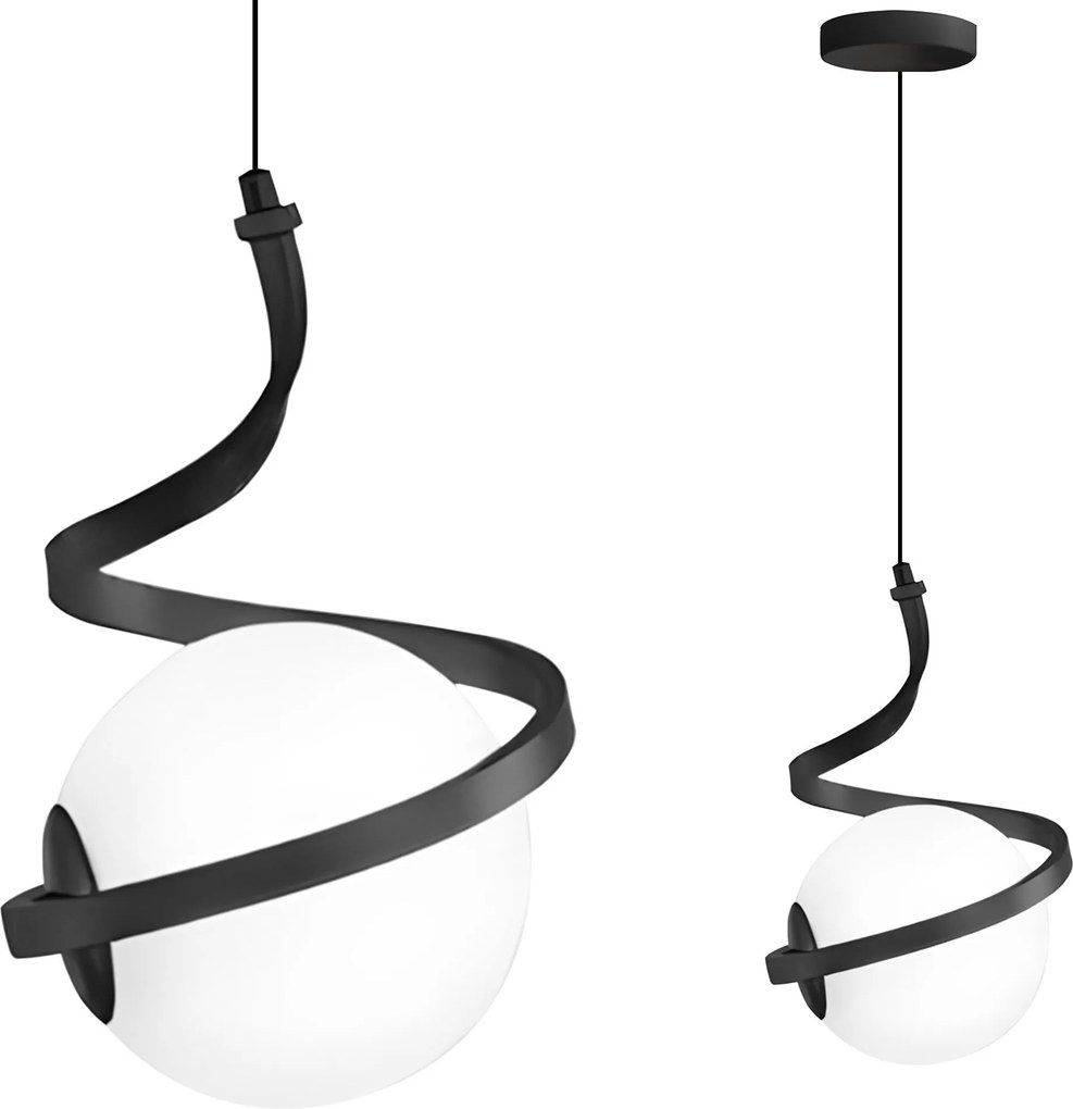 GLAZEN BOL SPIRAAL HANGLAMP APP1732-1CP BLACK