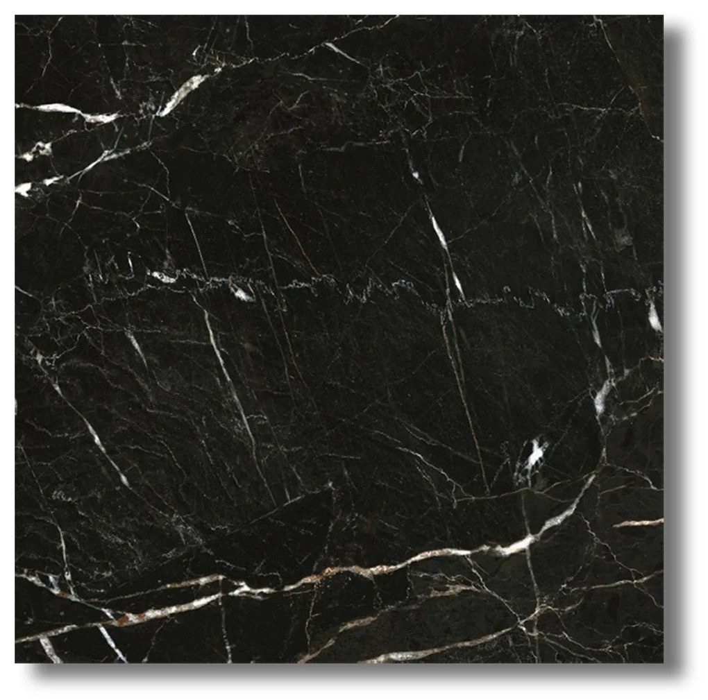 Gepolijste Vloertegel 120x120 Cm Marmerlook Lahomi Nero Zwart Nav35
