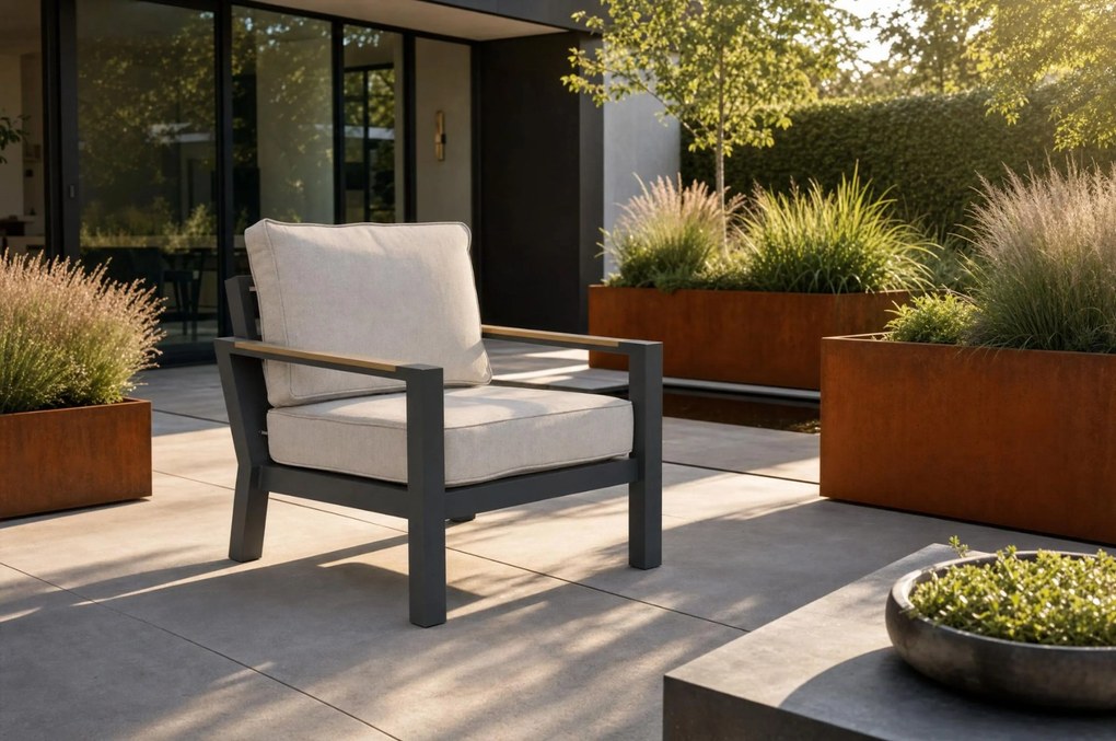 Tuinstoel Aluminium/Polywood (teakfinish) Grijs-antraciet Lifestyle Garden Furniture Bilbao