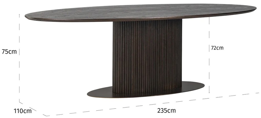 Ovale Eettafel 235 Cm - 235 X 110cm.