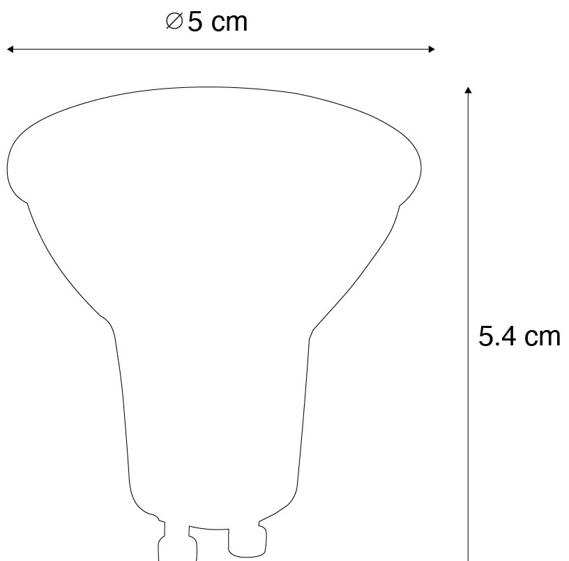 Set van 5 GU10 dimbare LED lamp zwart 6W 500 lm 2700K