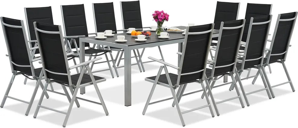 Garden Point aluminium tuinmeubelen met grote Polywood Verona tafel voor 12 personen