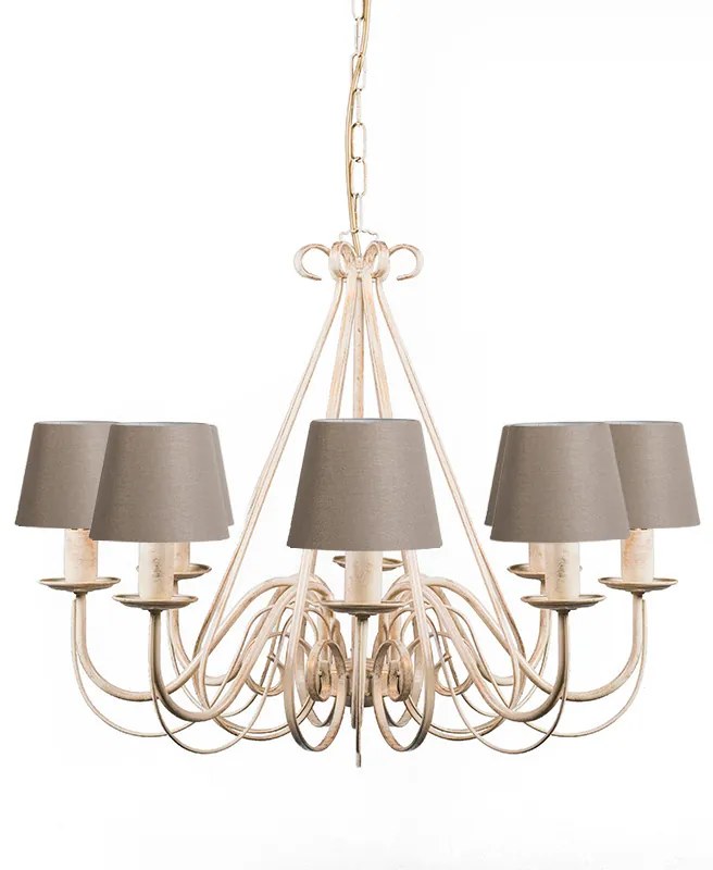 Kroonluchter crème 60 cm met taupe klemkappen - Giuseppe