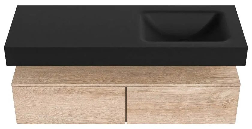 Zaro Alan badmeubel 130cm washed oak 2 lades met vrijhangende wastafel cloud rechts 1 kraangat urban