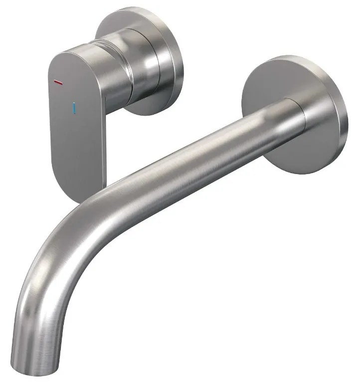 Brauer Brushed Edition ColdStart wastafelkraan inbouw gebogen uitloop en rozetten model C2 RVS geborsteld PVD