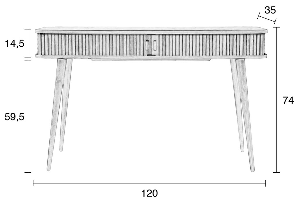 Zuiver Barbier Black Zwarte Design Sidetable - 120 X 35cm.
