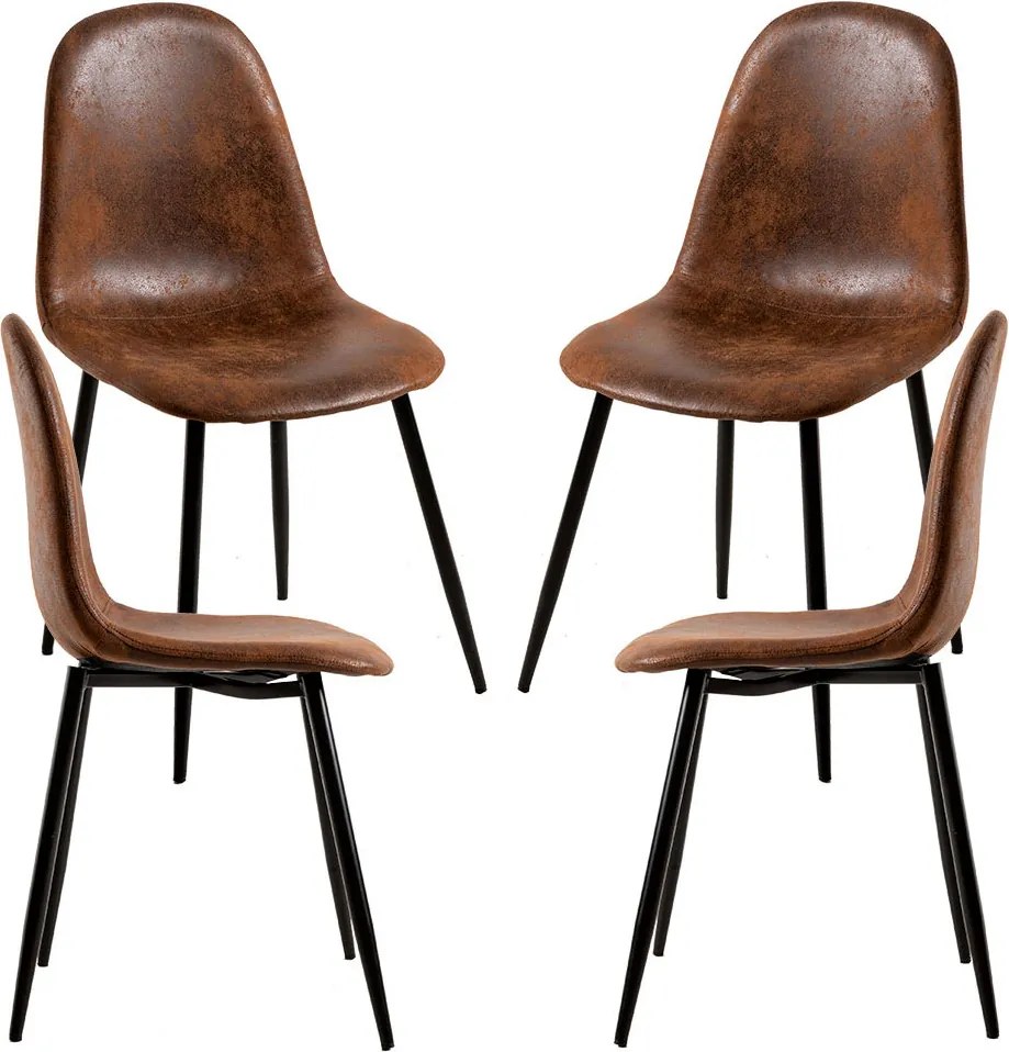 Set 4 Black Teok Kunstlederen Stoelen