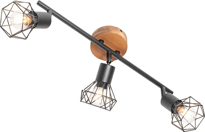 Spot zwart met hout draai- en kantelbaar 3-lichts - Mosh