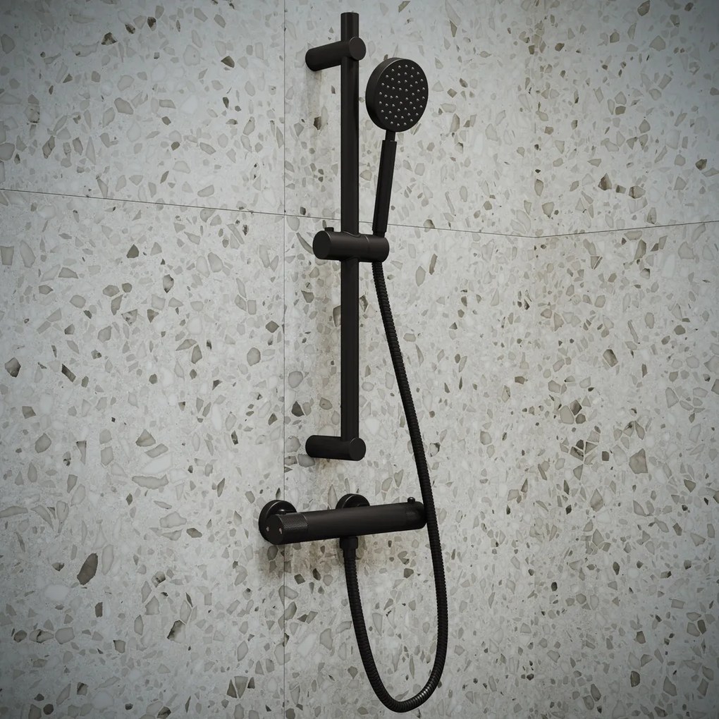 Saniclear Nero Curved opbouw douchethermostaat zwart mat