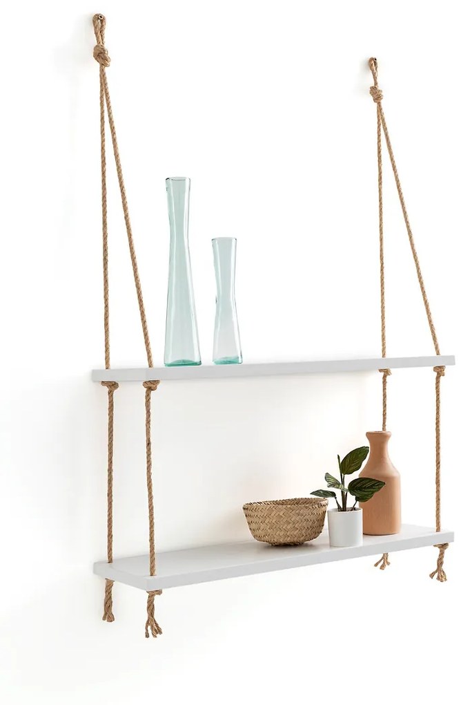 Dubbele wandplank in MDF en sisal L60cm, Mareo