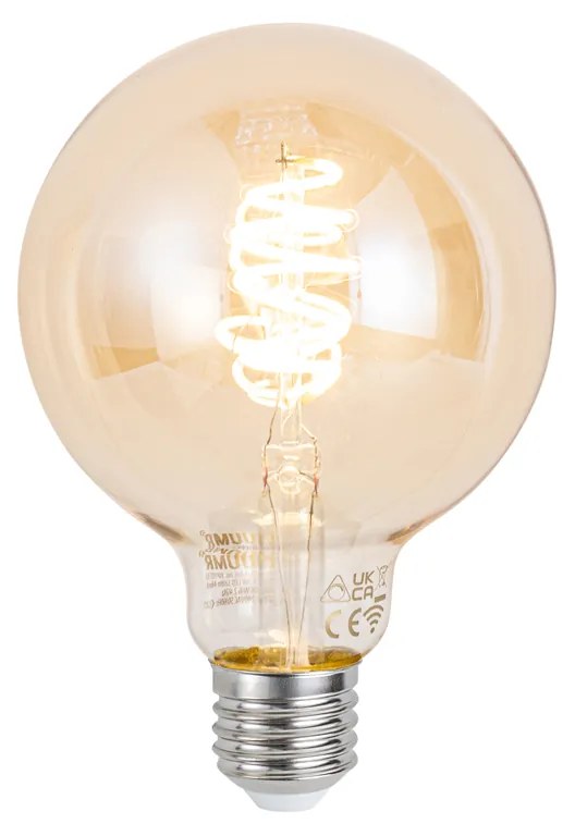 Smart hanglamp donkerbrons met dubbele kap incl. Wifi G95 - Pua Design E27 rond Binnenverlichting Lamp