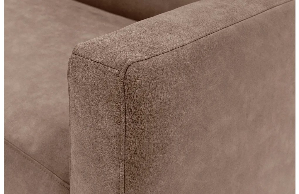 Goossens  Key West bruin, micro leer, 3-zits, modern design met ligelement links