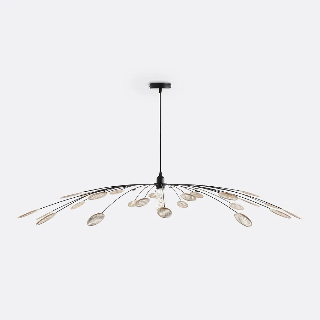 Hanglamp in metaal en rotanØ138 cm, Léonie