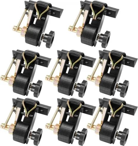 VEVOR Ladderframe Spanbanden, Zwarte Vierkante Buis Montage, 38 mm Breed x 2,25 m Lang, Ratelbanden met Dubbele J-haken, 226,8 kg Draagvermogen, met Gespsluiting (Verpakking van 8)