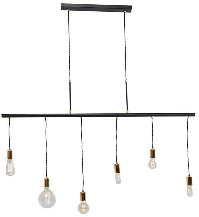 Kare Design Pole Six Hanglamp Zwart Met Messing