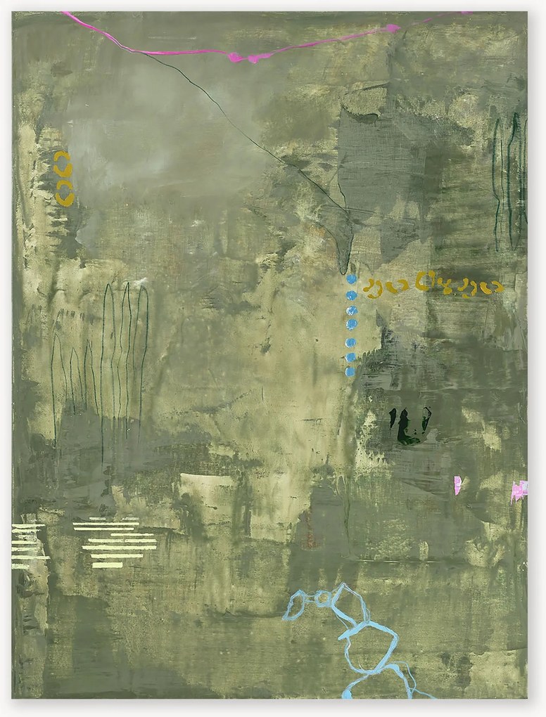 Handbeschilderde canvasdoek Green Petite