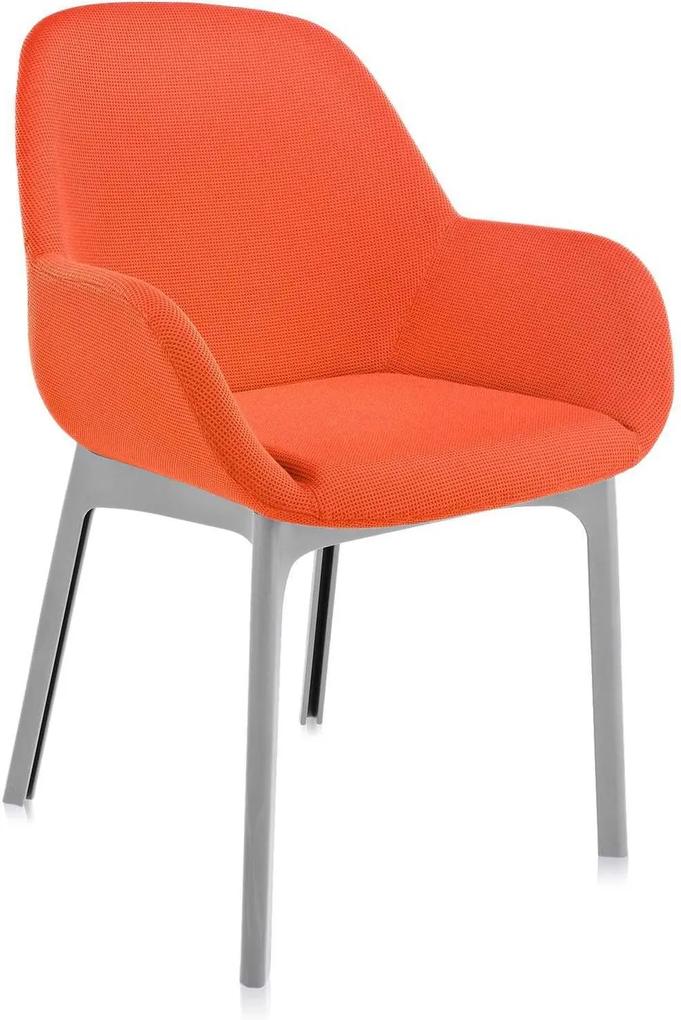 Kartell Clap stoel eenkleurig oranje grijs onderstel